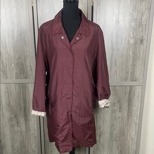Mossimo Long Nylon Burgundy Trench Coat Women's XL